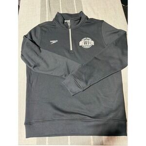 Speedo Mens Wisconsin Swimming Quarter Zip Pullover Sweatshirt Black Large